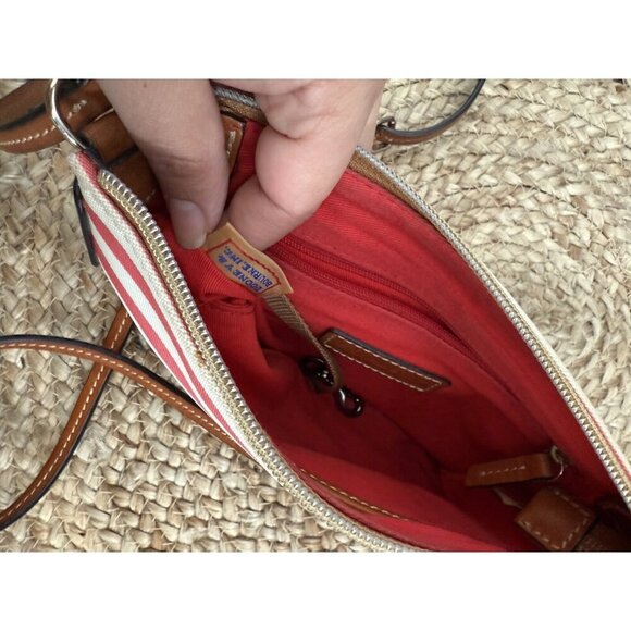 Dooney & Bourke Sullivan Coated Cotton Pink Striped Small Crossbody Pouchette - Picture 9 of 11